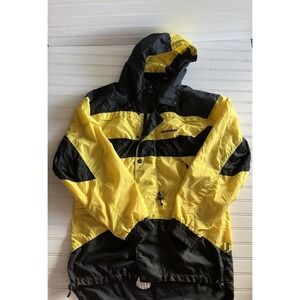 Edelweiss Skiwear Jacket Men's Medium Yellow Black Hooded Vintage Ski Coat